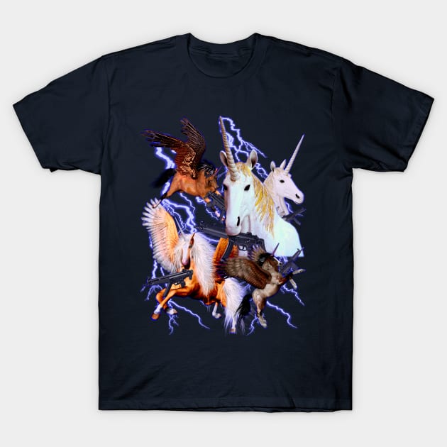 Unicorns With Guns - Epic 90's Vintage Very Cool And Sick T-Shirt by blueversion